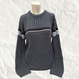 Y2K Blue Striped Sweater size L